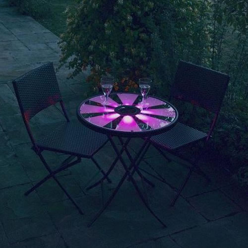 table bistrot éclairage LED solaire
