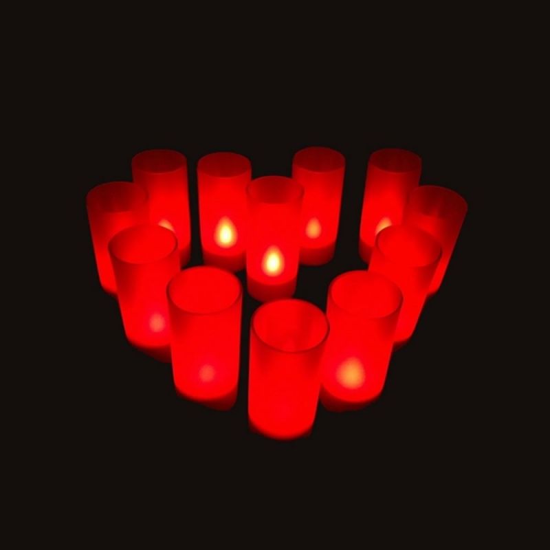 Plateau 12 bougies led rouges rechargeables - Lux et Déco, Bougies led  rechargeables
