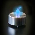 Bougie LED chauffe plat base argentée flamme bleue