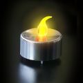 Bougie LED chauffe plat base argentée flamme jaune