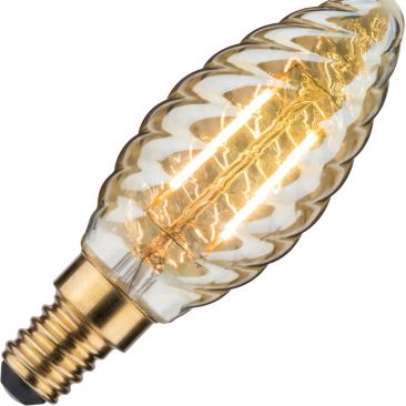 Ampoule LED flamme Torsade dorée