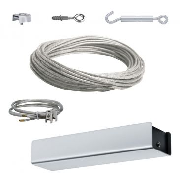 Kit câbles de base, transfo 36W, 15m, accessoires de serrage 230/12V DC, chrome mat 