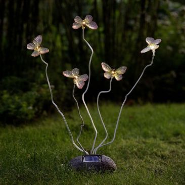 5 papillons LED solaires